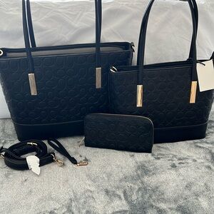 Brand new 3 piece black purse set